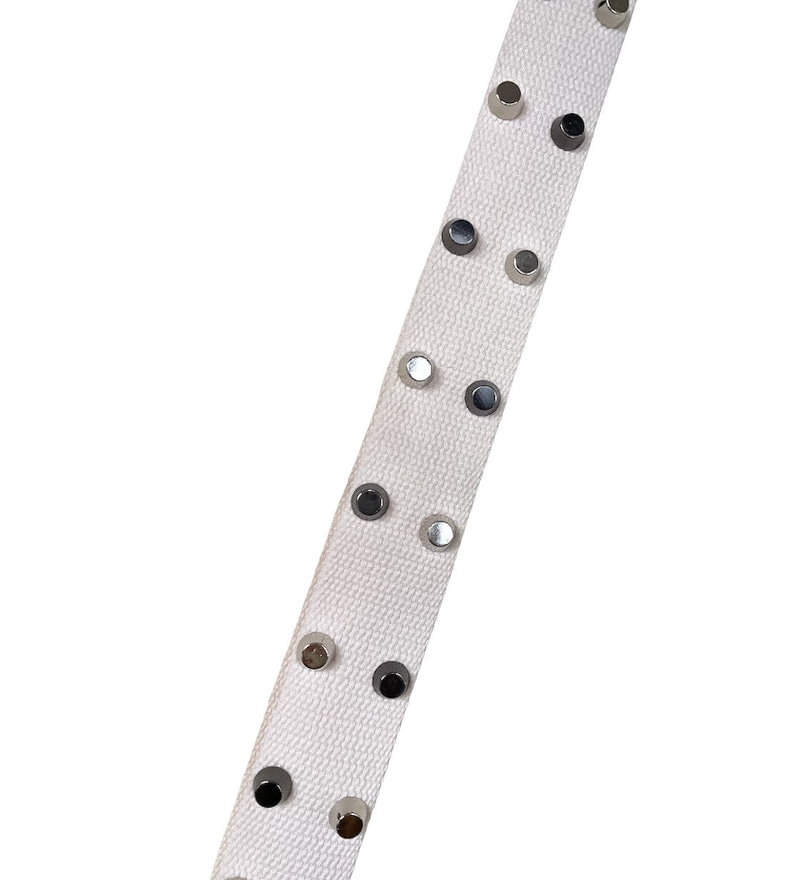 WHITE STRAP WITH BLACK AND SILVER STUDS