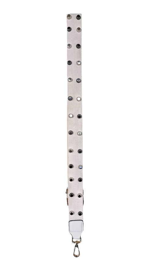 WHITE STRAP WITH BLACK AND SILVER STUDS